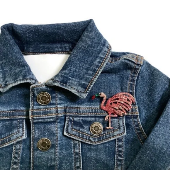 Pink Rhinestone Flamingo Brooch/Pendant - Picture 2 of 8